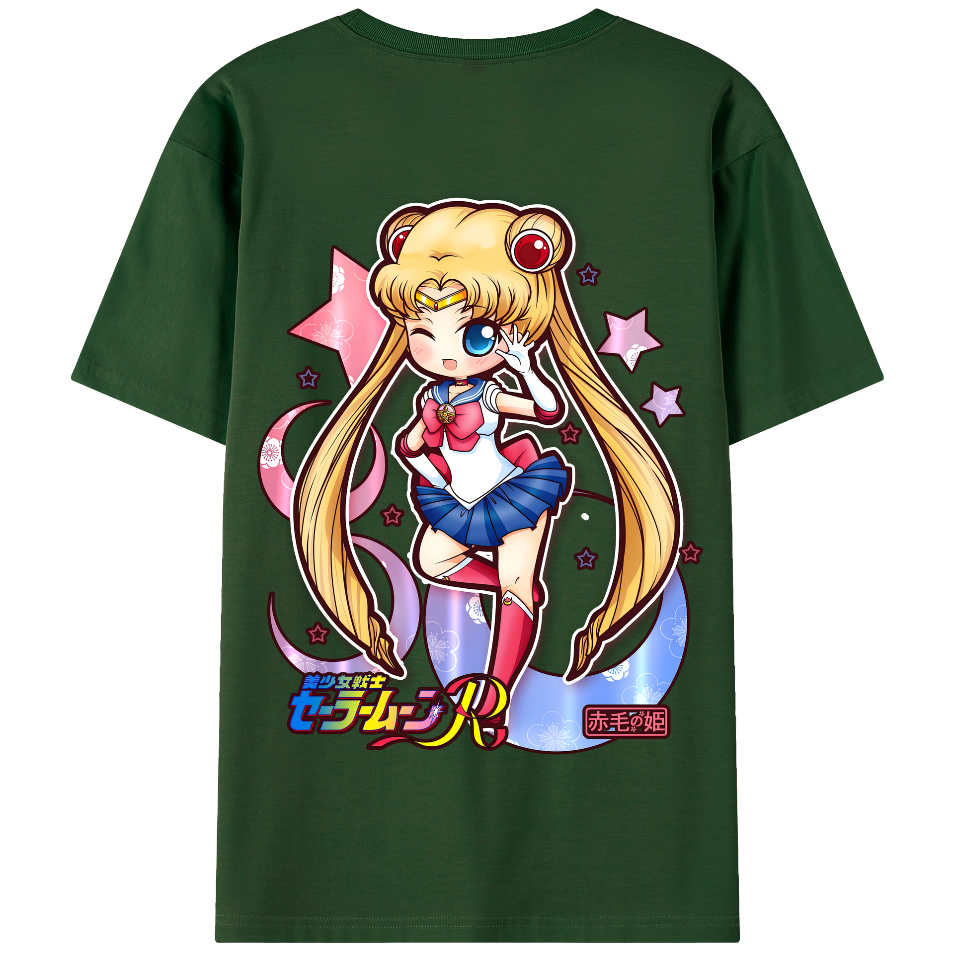 （画像用） 美少女戦士セーラームーン 月野 うさぎ つきの うさぎ Sailor Moon Tsukino Usagi 綿100％半袖Tシャツ（背面プリント）